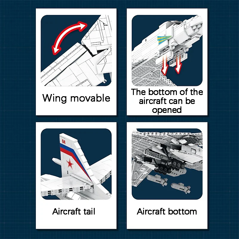 Конструктор Военный русский стиль черный Джек стратегический бомбардировщик Moc