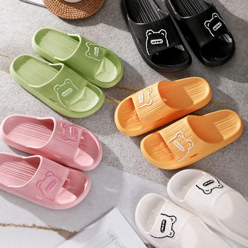 

Summer Women Men'S Slippers Cartoon Eva Indoor Bath Thick Platform Non-Slip Homecartoon Flip Flops Beach Sandals Slides