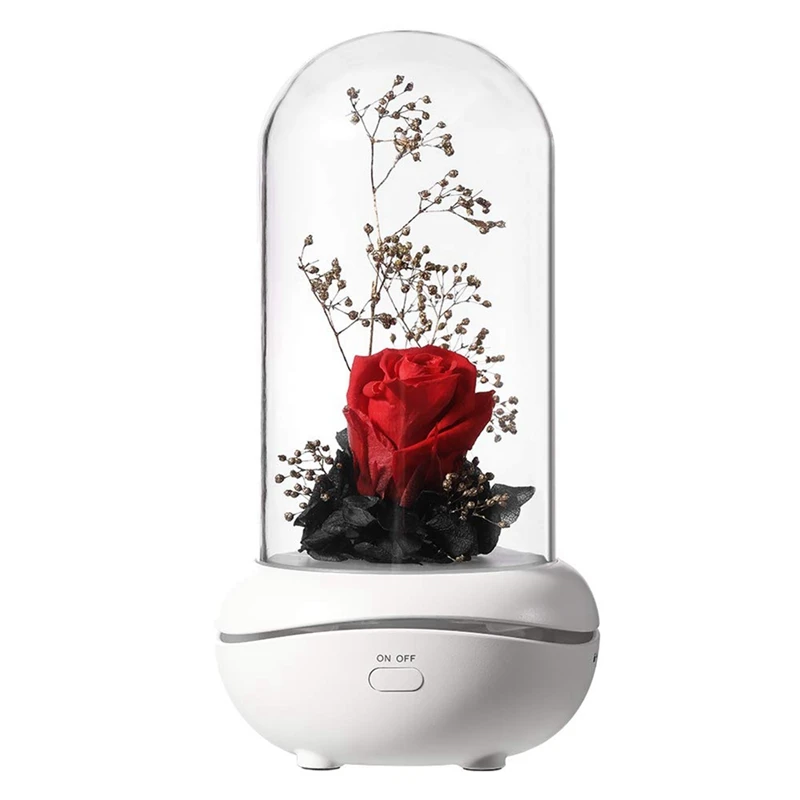 

SEWS-Preserved Rose Lamp Aromatherapy Machine Aroma Essential Oil Diffuser With 7 Colors Changing Light