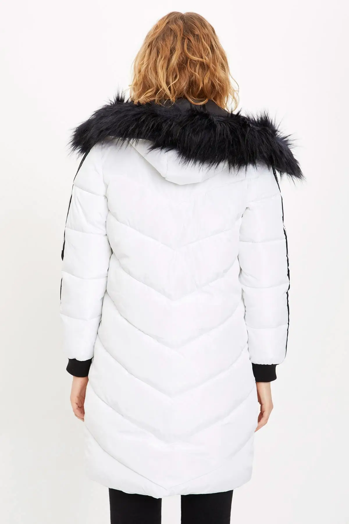 Women's Hooded White - Black Parka Casual Stylish Fashion Women's Clothing Outdoor Winter Wear Female White Parkas Down Parkas