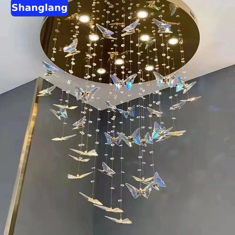 Современная хрустальная люстра-бабочка K9 высокий Потолочный подвесной