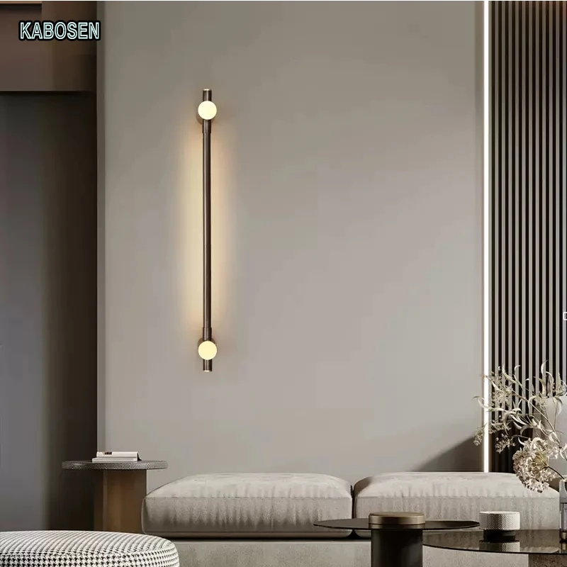 

Nordic designer bedroom vanity mirror front wall lamp adjustable beam study eye protection LED simple strip copper wall lamp