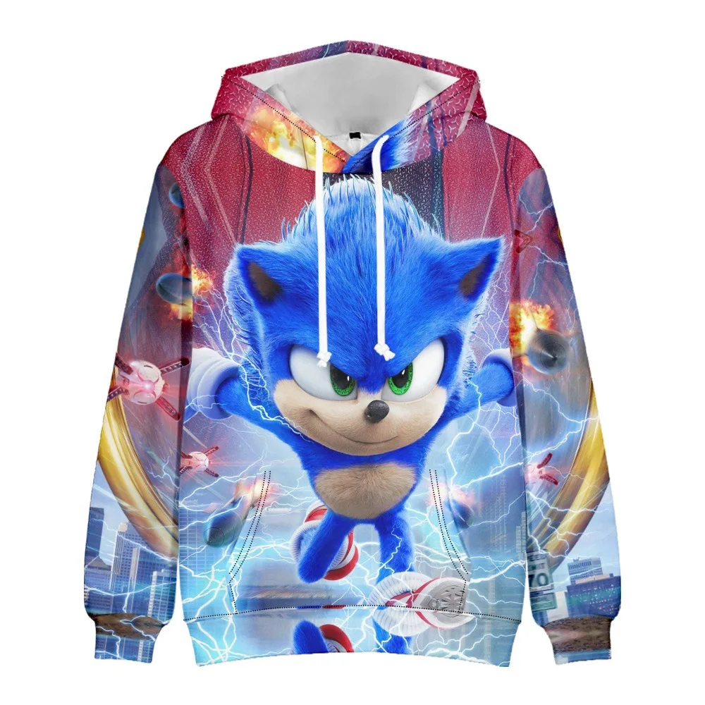 

Sonic Hoodies Women Harajuku Pullovers Hedgehog Cute Kawaii Casual Tops O-Neck Angel Print Hooded Sweatshirt Oversized Hoodie