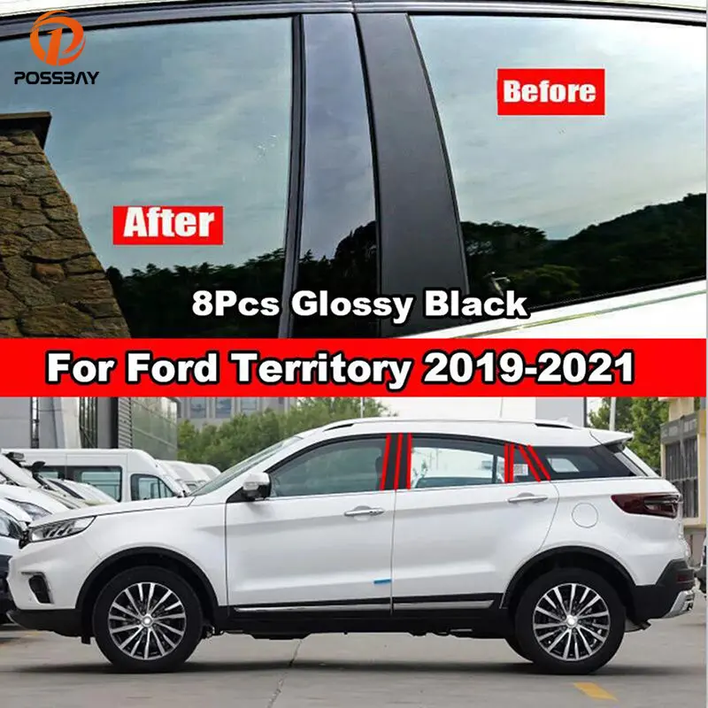 

8Pcs/Set Car Pillar Posts for Ford Territory 2019-2021 Glossy Piano Black Door Window Trim BC Column Stickers Auto Styling