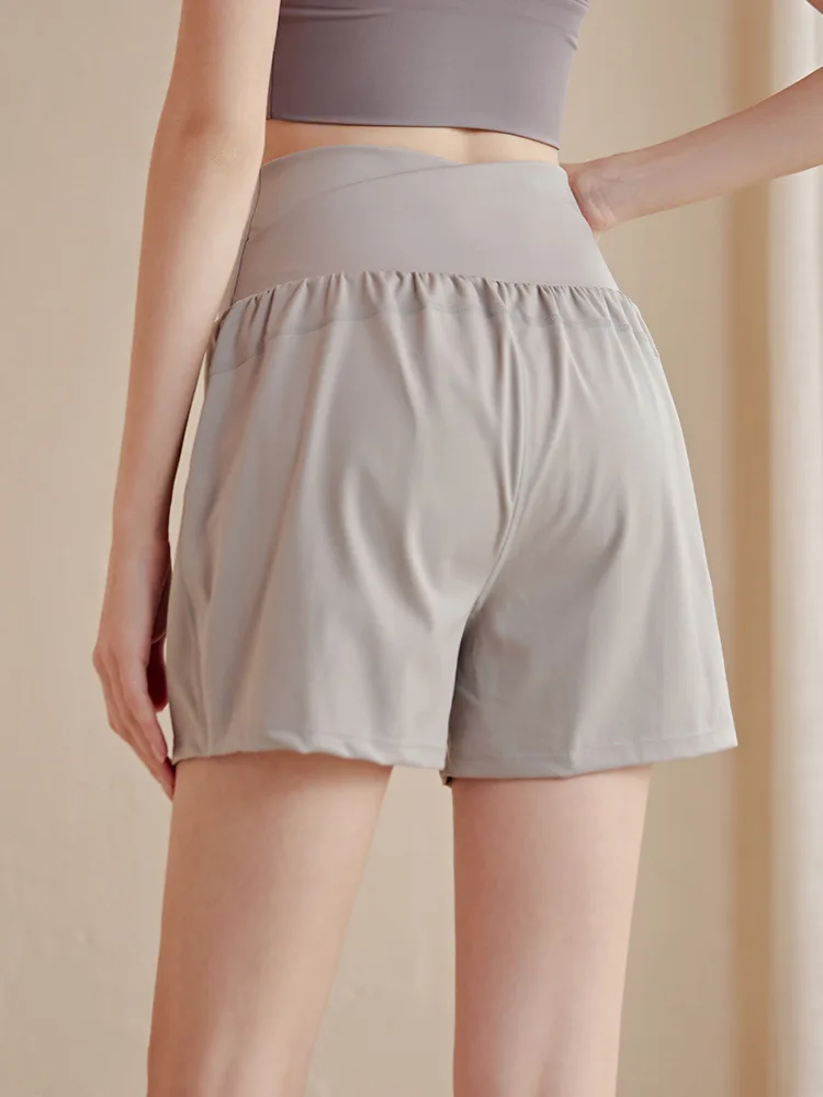 Sports Shorts for Women with Pockets High Waist Fitness Yoga PantsTraining Running Shorts Summer Biker Shorts Hot Pants