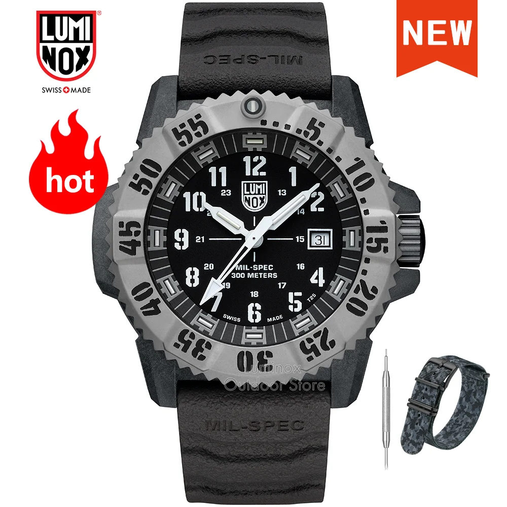 

LUMINOX XL.3351.SET Men's Clock, Swiss Military Standard Wristwatch, Titanium Ring, Carbon Fiber Case, 300 meters Waterproof