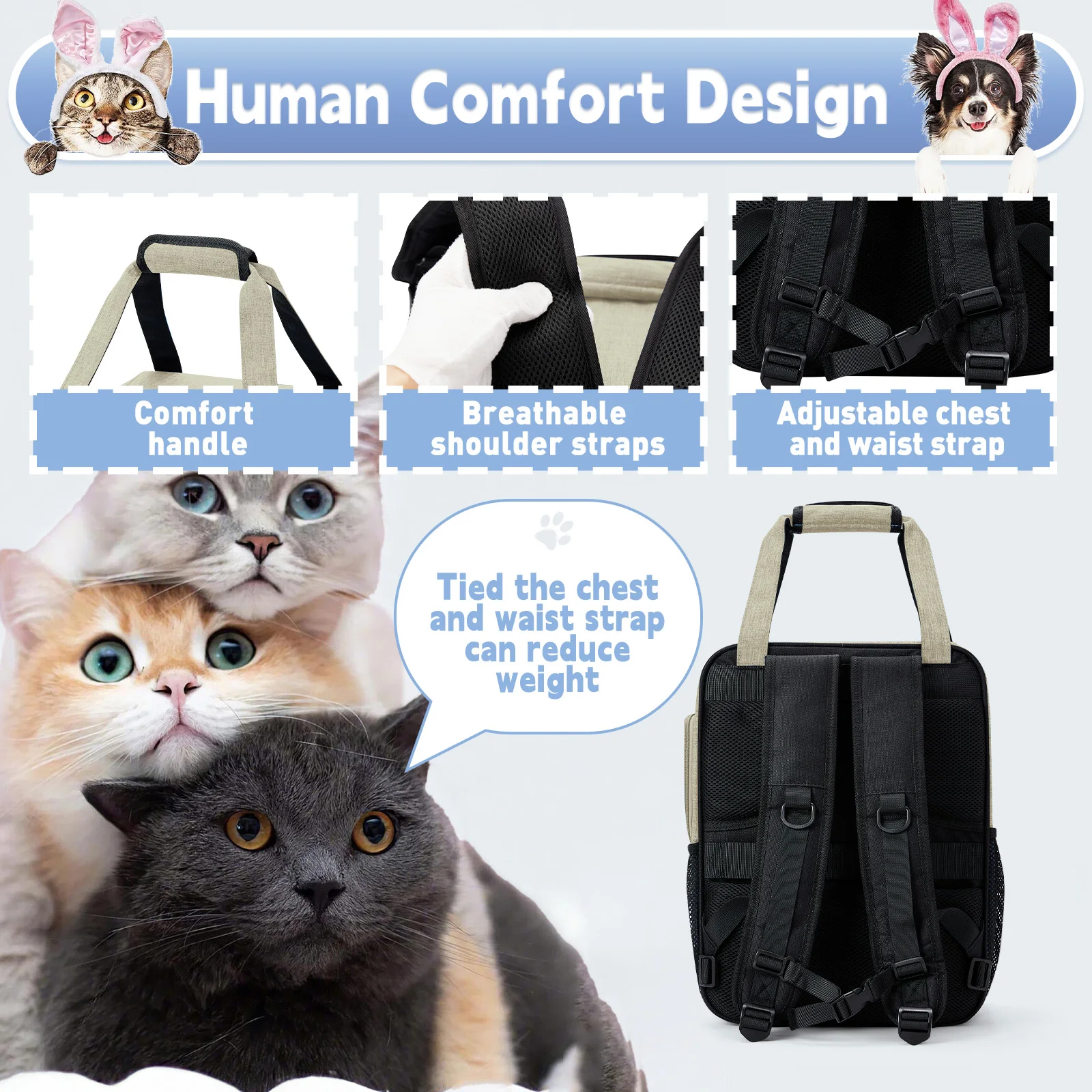 Складной Дышащий Рюкзак-переноска Для Собак И Кошек — Дорожный Мешок Перевозки