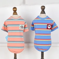 new pet puppy short sleeved spring and summer clothing apparel 6 color striped dog cat t shirt vest animal design