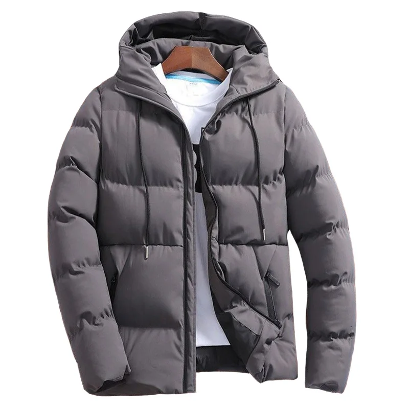Men's Coats Winter Parkas Casual Solid Hooded Parka Coat Men Long Sleeve Windbreak Lightweight Padded Jackets Streetwear Jacket