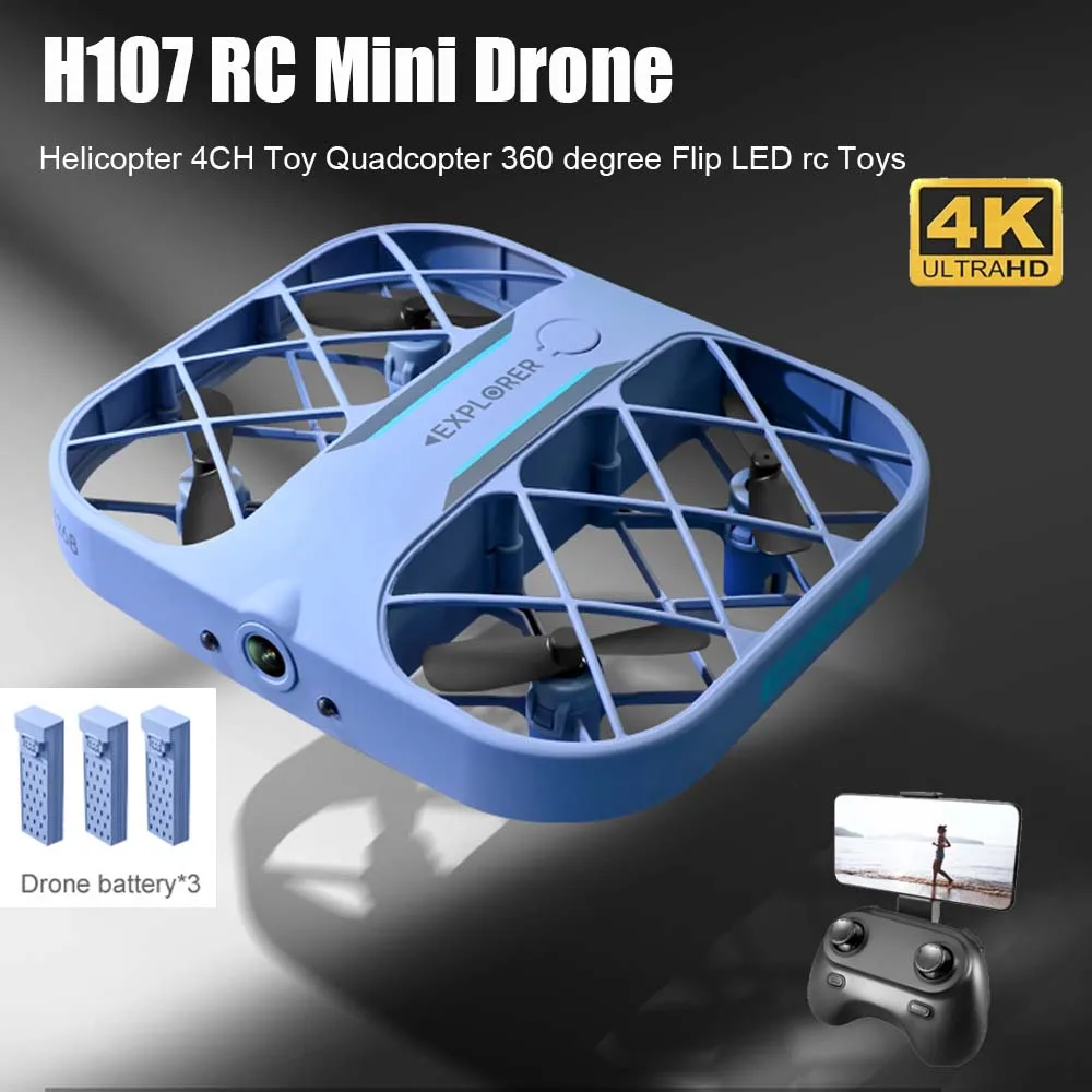 H107 Mini Drone With 4KHD Camera/no camera Remote Control Helicopter Plane Pocket Quadcopter Kids Toys