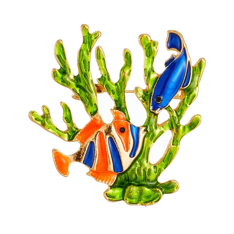 

Green Enamel Fish Coral Seaweed Brooches for Women Men Lovely Tropical Fish Sea Animals Party Casual Brooch Pin Gifts Jewelry