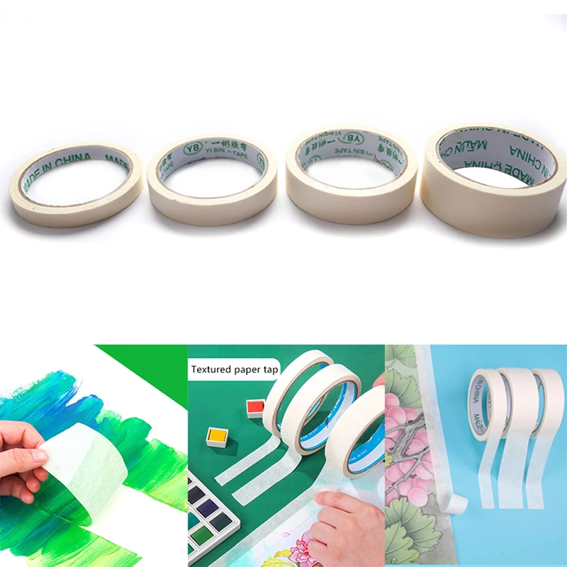 

Watercolor Masking Tape Art Painting Adhesive Textured Tape Paper Writable Anti-dirty Cover Glue Leave White Tool Art Supplies