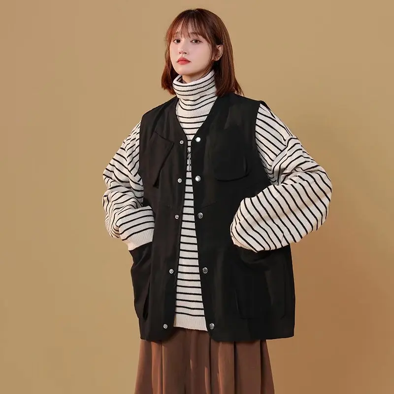 

Japanese vest tooling vest 2022 spring and autumn thin section with sleeveless horse jacket ins trend solid color vest jacket