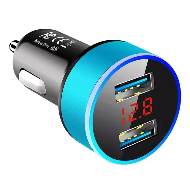 

NEW2023 Charger For Cigarette Lighter Smart USB Adapter Mobile Charger Dual USB Digital Display Voltmeter Fast Charging