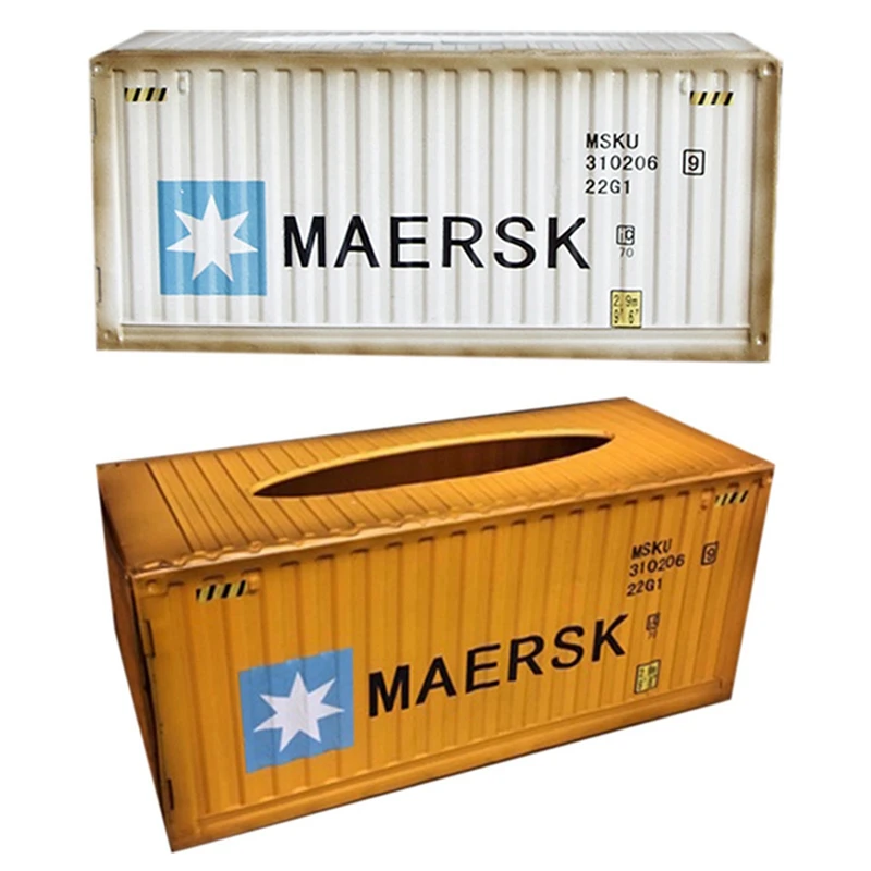 

2 Pcs Container Design Iron Tissue Box Home Car Napkin Paper Container Metal Paper Towel Storage Case Orange & White