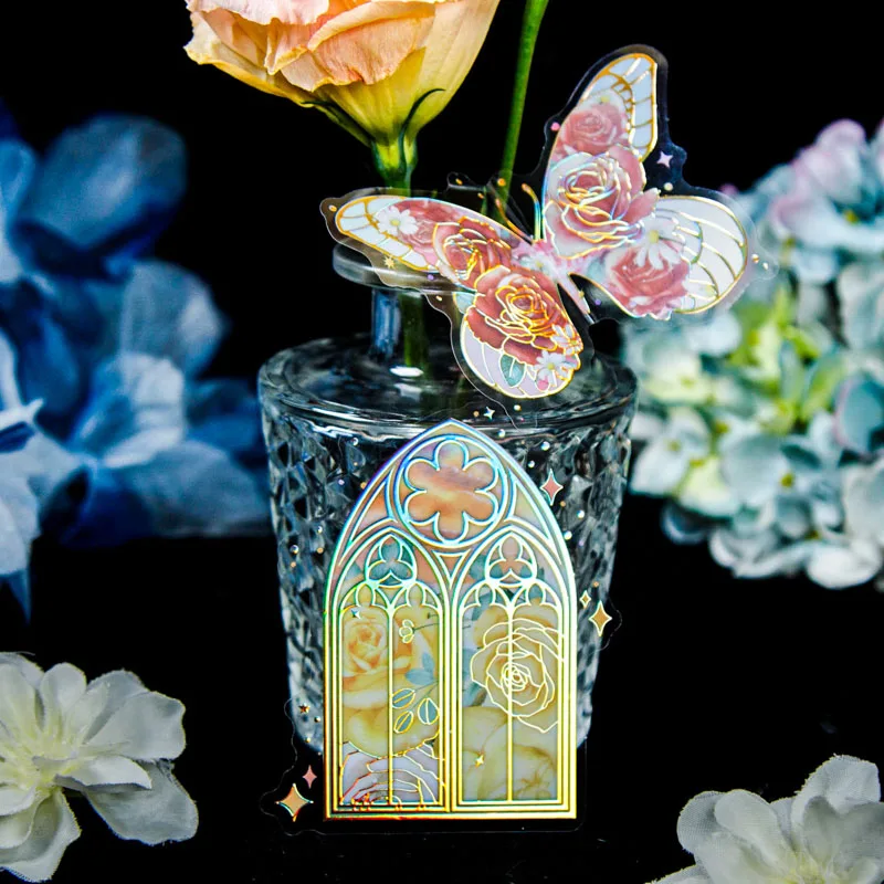 

20 шт./партия, лазерные наклейки в виде Розы