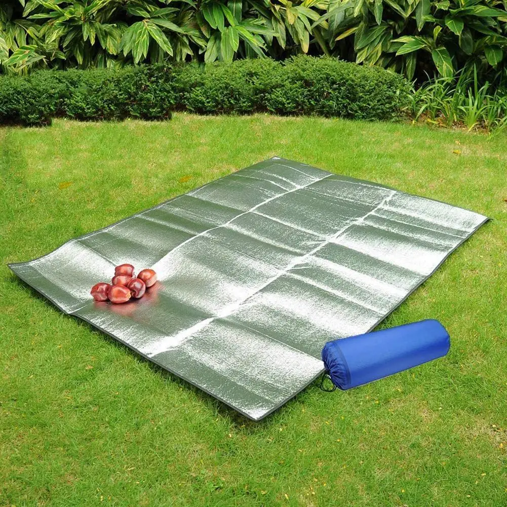 Aluminum Foil Mat Sleeping Mat for Camping 200x150 cm Insulating Mat Thermal Blanket Foldable Tent Mat Floor Mat Ultralight