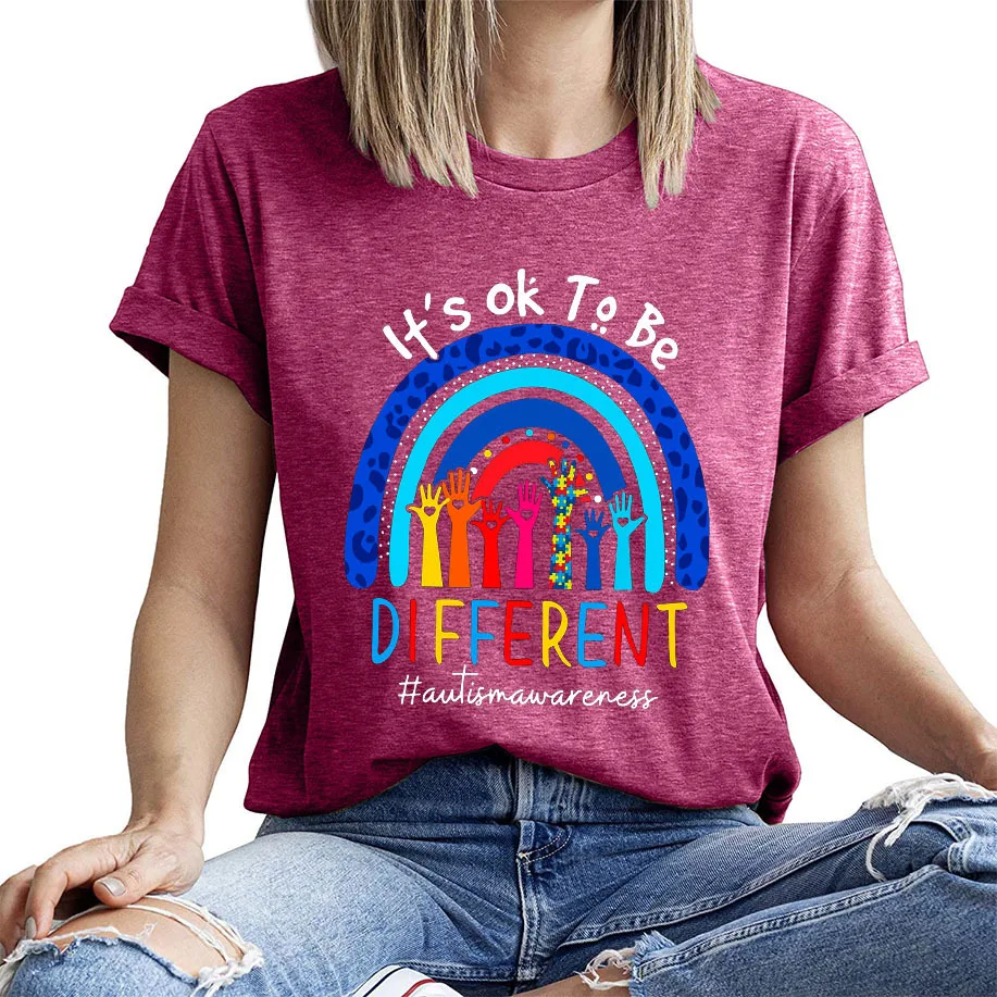 

YRYT New Summer Round Neck Short Sleeve T-shirt It's Ok To Be Printed Europe and The United States Casual Women's Blouse