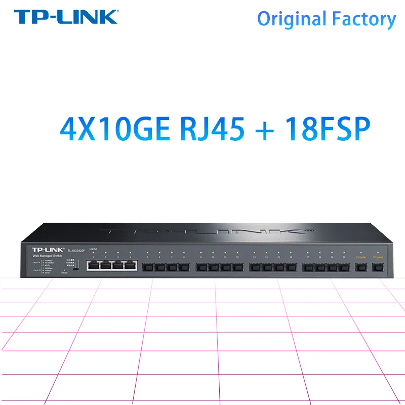 TP-LINK Full Gigabit Web Network Management Switch TL-SG2422F 18 Gigabit SFP ports 4 10/100/1000Base-T RJ45 ports VLAN QoS