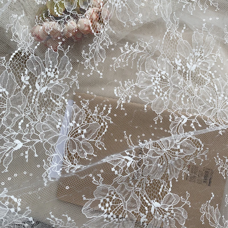 Небольшие белые блестки 1 метр свадебная основа тканевая скатерть фон для шитья