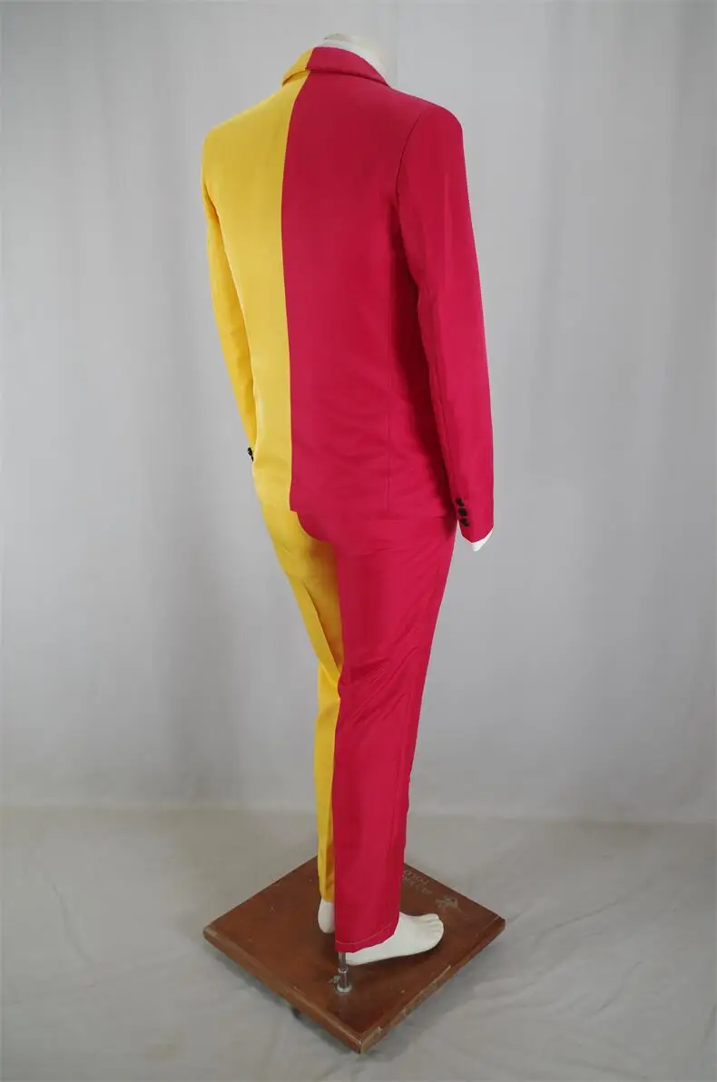 Mens Red Yellow Patchwork Blazer Suits Festival Party Outfit Male Nightclub Bar Singer Host Stage Performance Tuxedo Costume