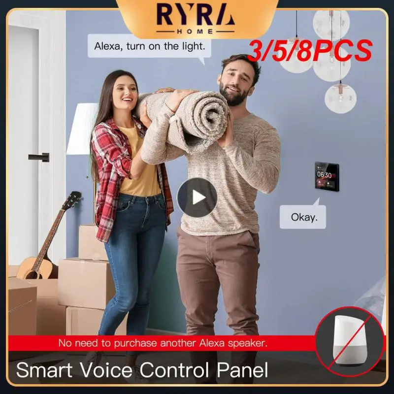 

3/5/8PCS 100-240vac Control Panel Tuya Touch Wall Switch Panel Built-in Zigbee Gateway Multi-functional Touch Screen Switch