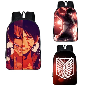 16-дюймовый японский рюкзак с принтом из аниме атака на Титанов, Эрен для подростков, школьные ранцы, Повседневная вместительная сумка для книг, подарок