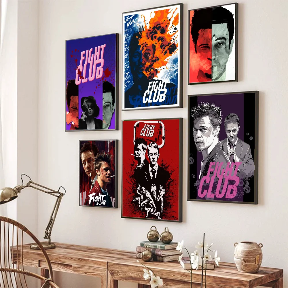 

Fight Club Movie Poster Self-adhesive Art Poster Retro Kraft Paper Sticker DIY Room Bar Cafe Vintage Decorative Painting