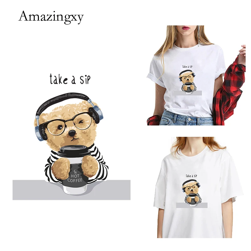 Iron-on Transfers for Clothing Patches on Clothes Thermo-stickers for Children Diy Rock Music Bear Patch Flex Fusible Transfer