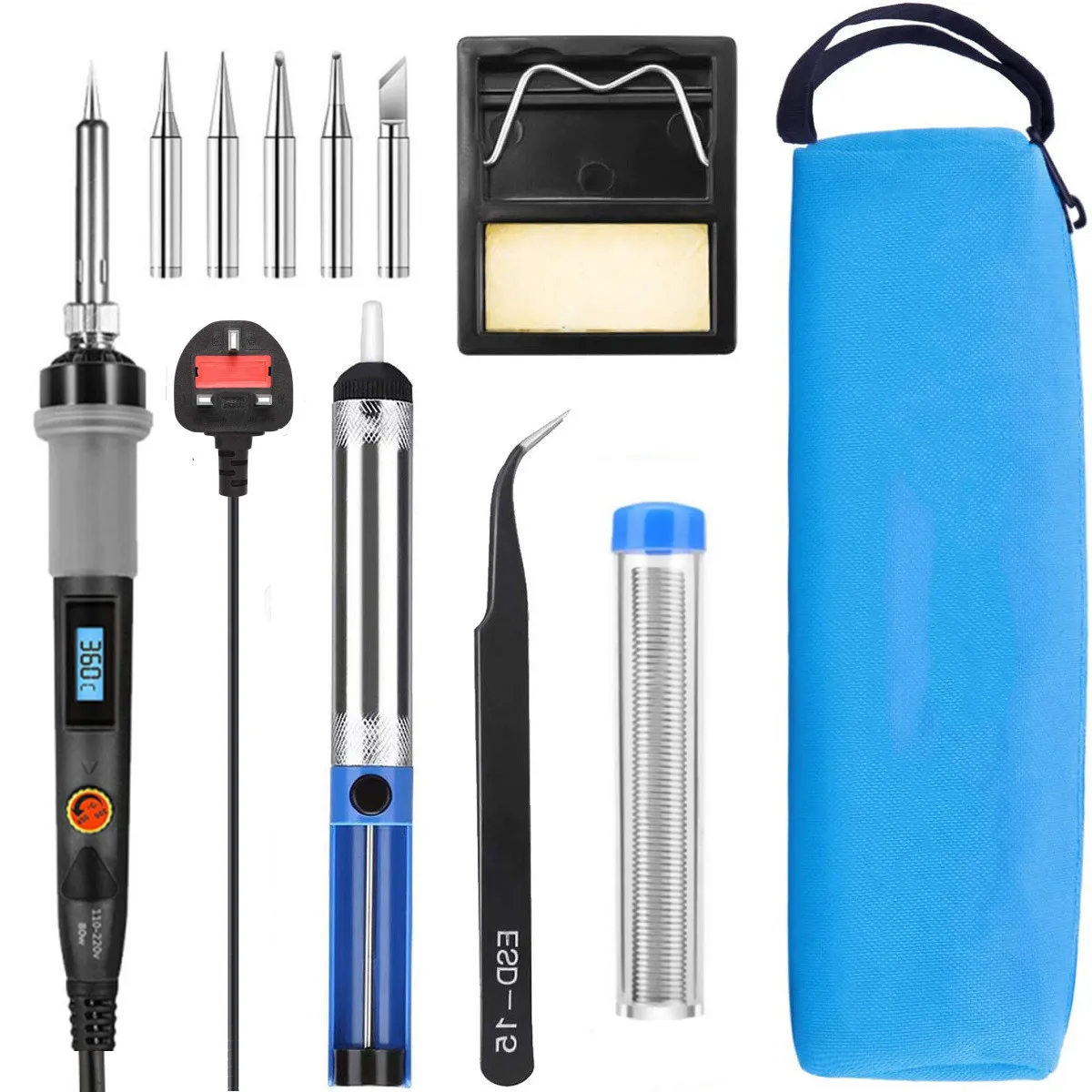 

Soldering Iron Kit 80W LCD Digital Soldering Gun with ON/OFF Switch LCD Digital Welding Solder Electronics Pump Set Welding Tool