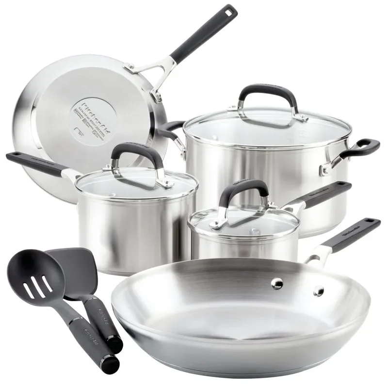 

Stainless Steel Cookware Set, 10-Piece, Brushed Stainless Steel