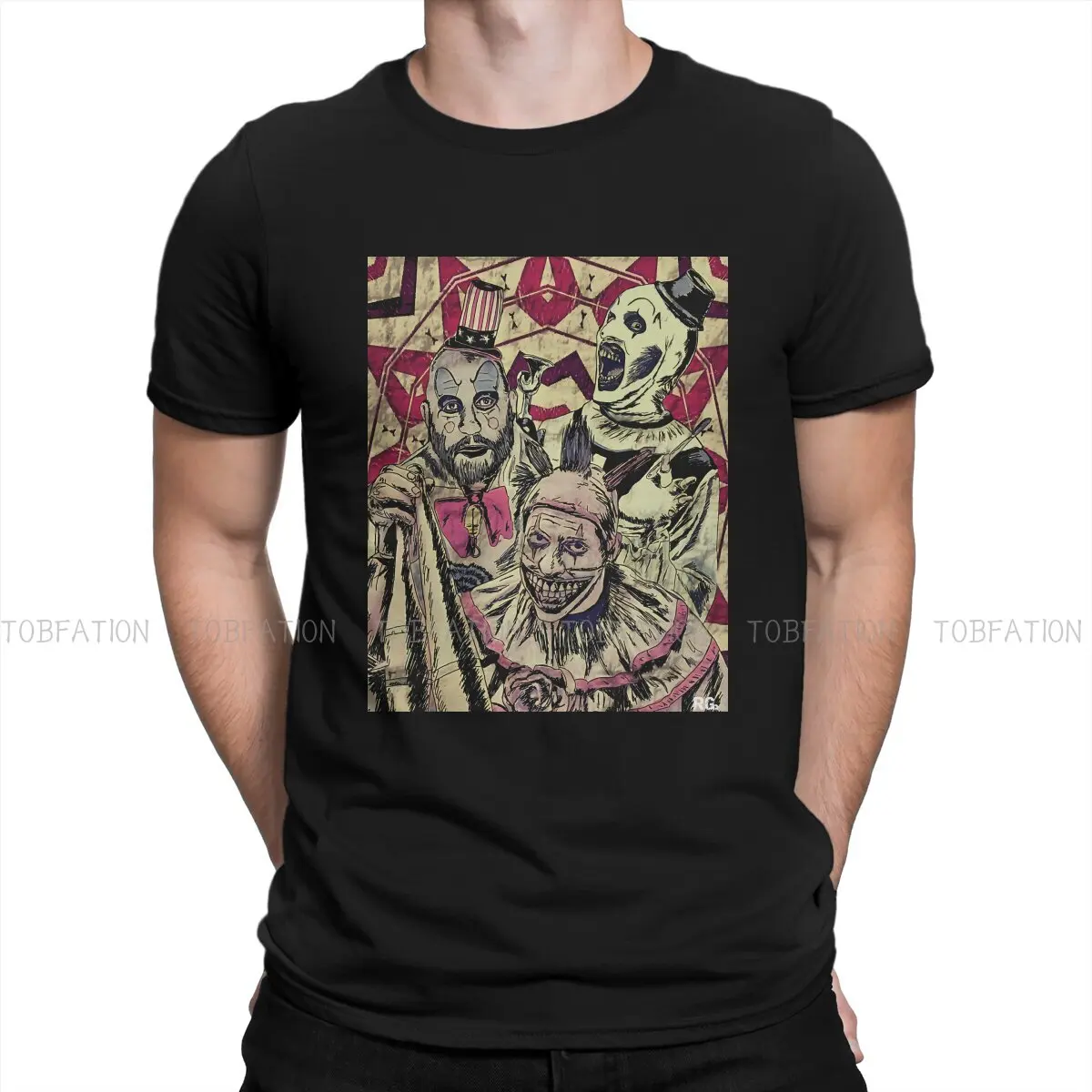 

Music Retro The Clowns Gifts Music Fans TShirt For Men Terrifier Horror Films Clothing T Shirt Soft Printed Loose Creative Gift