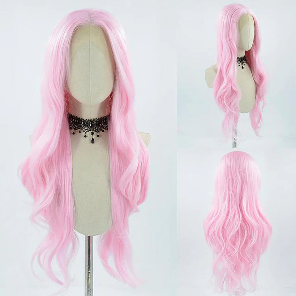

Парик из синтетических волос, розовый парик, длинные волнистые волосы для женщин, натуральные волосы, термостойкие волосяные волосы, парик ...