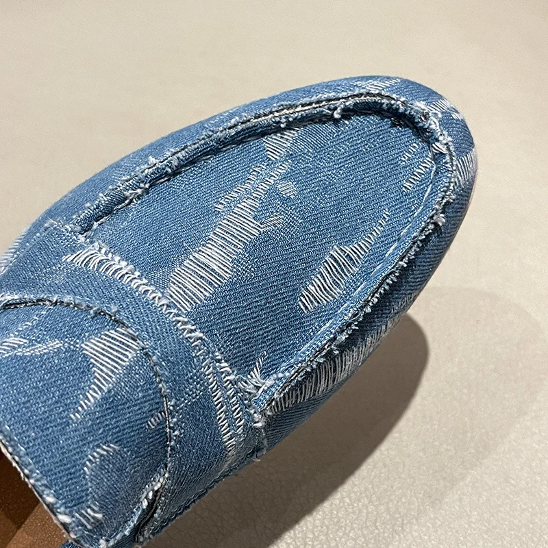 British Style Suede Women Casual Shoes Blue Slip-on Women Driving Shoes Comfortable Lightweight Womens Flat Loafers Mocasines