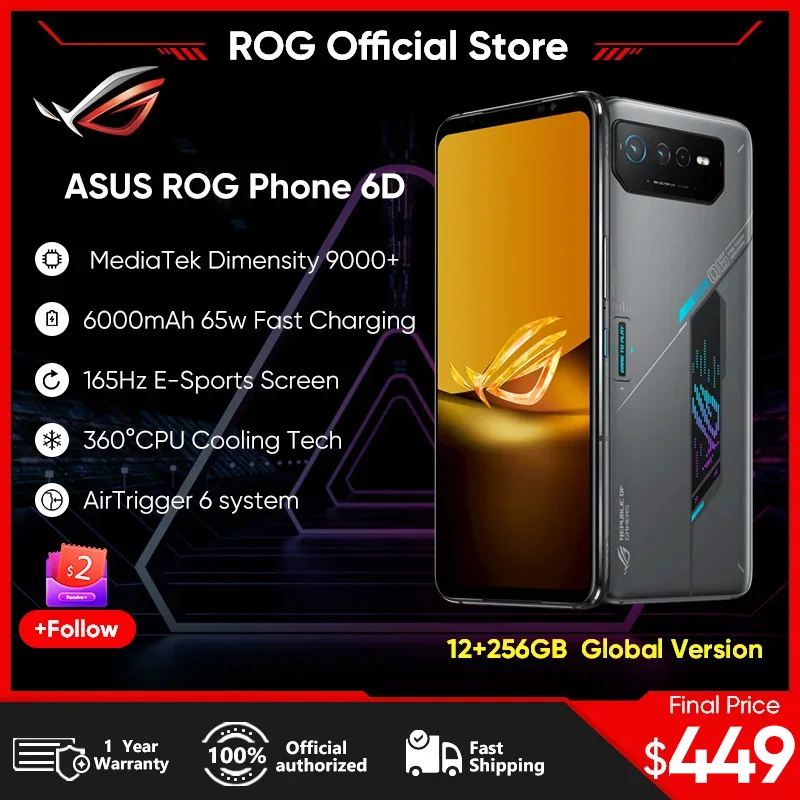 ASUS ROG Phone 6D телефон MediaTek Dimensity 9000 + 165 Гц E-Sports ...