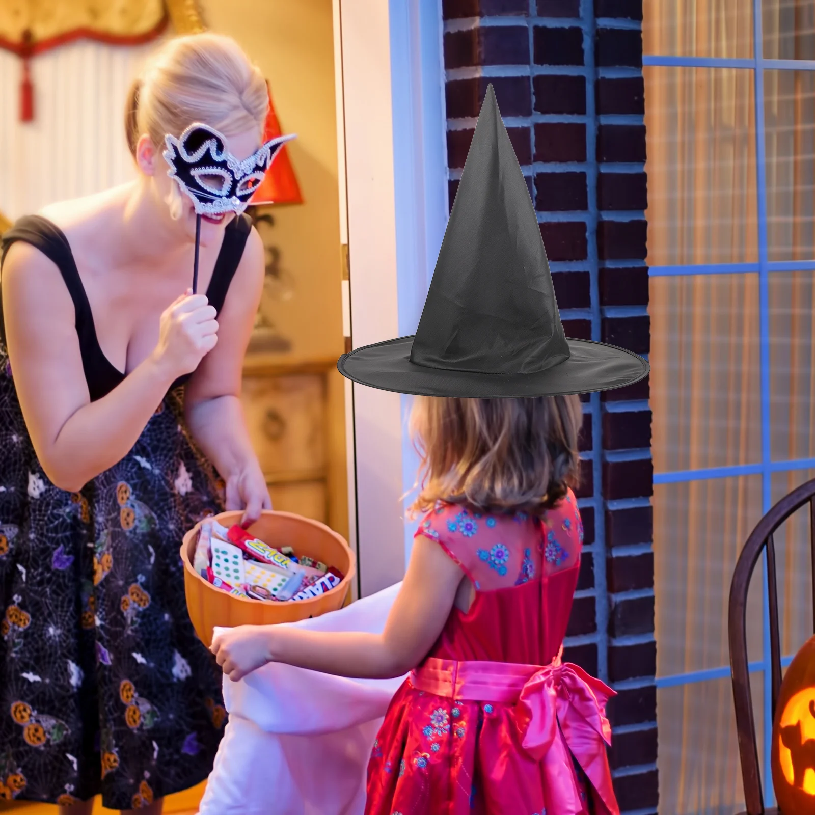 

1 Set Halloween Witch Hat Cosplay Witch Broom Prop Tutu Skirt Girl Witch Hat for Party