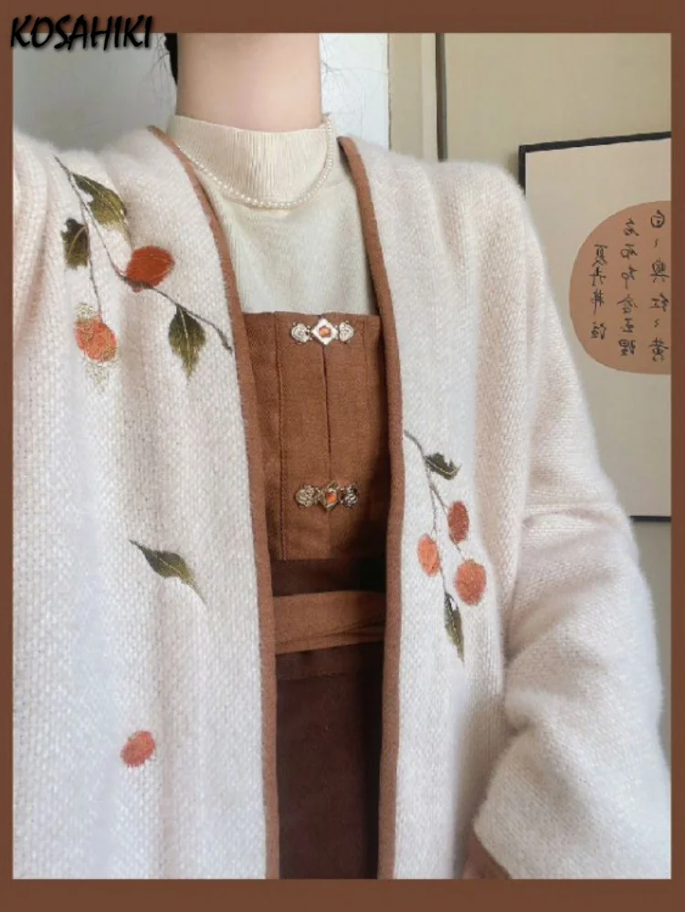 

2023 Y2k Aesthetic Japanese Kawaii Sweet Cardigan Sweater Embroidery Autumn Harajuku V Neck Knitted Sweaters Sweet Female Jacket