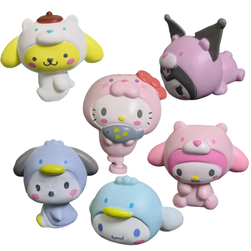 

6 Models Kawaii Anime Cinnamorol My Melody Kuromi Kittys Onpompurin Pochacco Gashapon Accessories Material Birthday Present