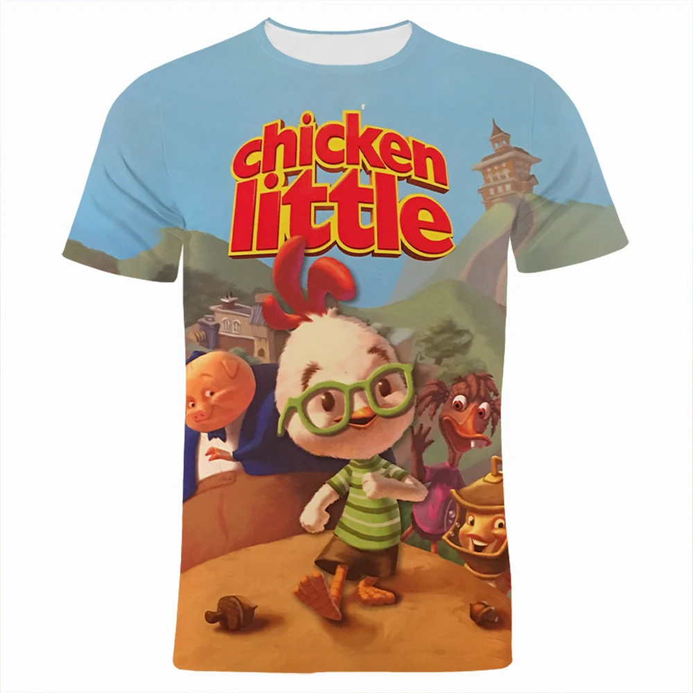

T-shirts Disney Anime Chicken Little 3D Print Kids T Shirt Summer Fashion Cartoons T-shirt Boys Girls Unisex Tshirt Tee Tops
