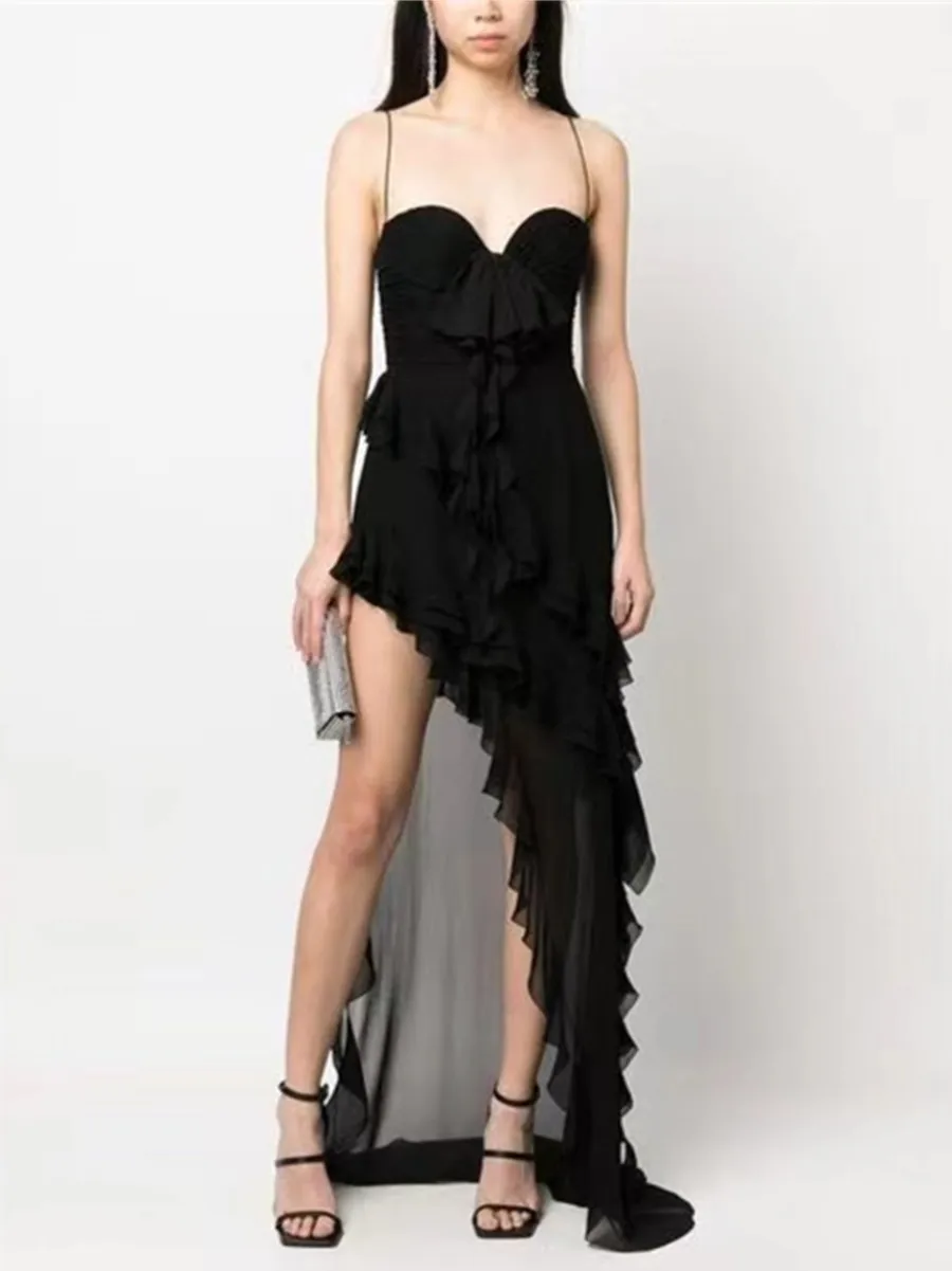 

2023 spring and summer new women's bustier halter dress, fashion, asymmetric design, high quality women's skirt y2k clothes traf