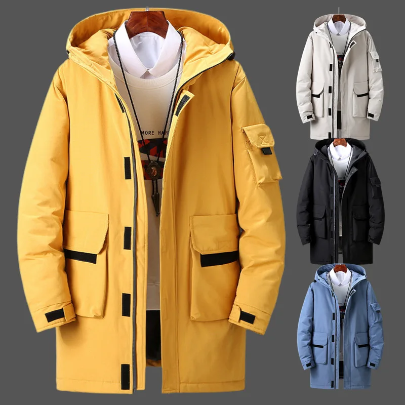 Winter Down Jacket Men's Midi Hooded Thicken Coat Fashion Trend Loose Oversize Overalls Duck Down Parka Jackets Male Clothing