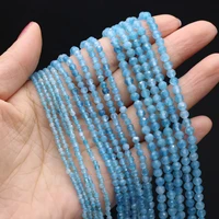 natural stone aquamarine beads round shape loose faceted bead for jewelry making diy trendy bracelet necklace accessories
