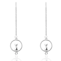 kissitty 1 pair ringcat brass dangle stud earrings for women long hanging earring piercing line ear accessories jewelry