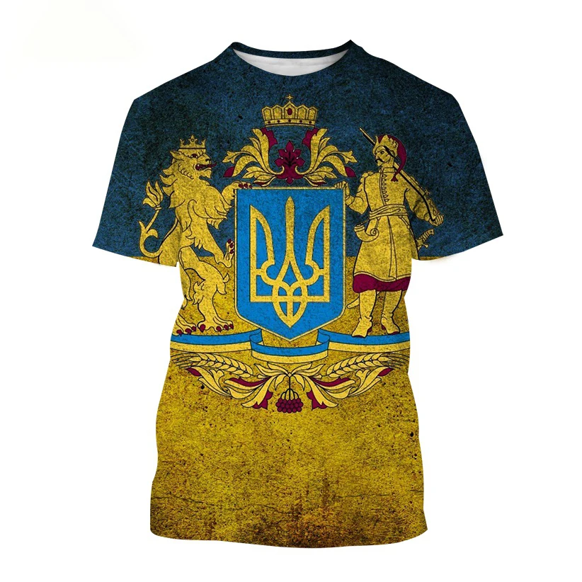 

Men's Women's T-shirt Outdoor Summer Ukraine National Flag 3D Print T-Shirts Sports Short Sleeve Tops Soldiers Pattern Casual