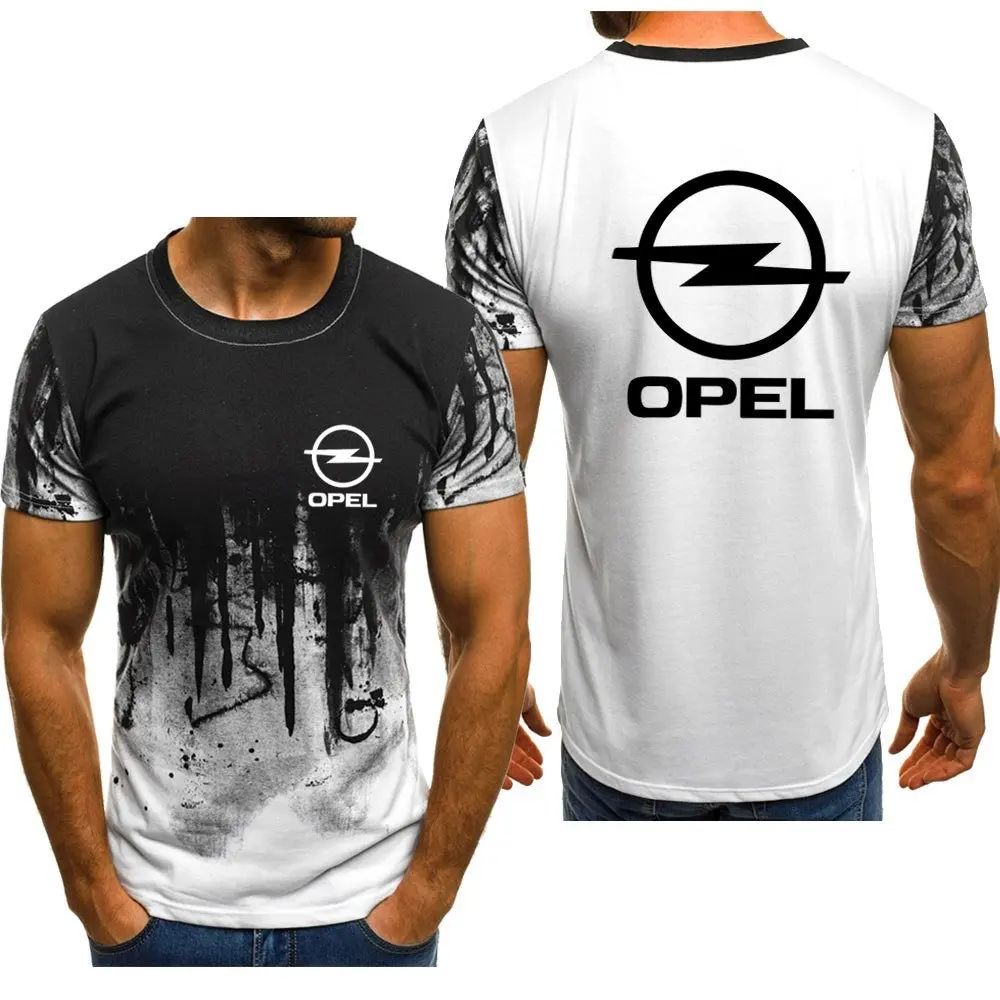 

High Quality Summer Men's short sleeve OPEL logo t-shirt Printed O-Neck Cotton Comfortable Gradient casual Men's T-shirt