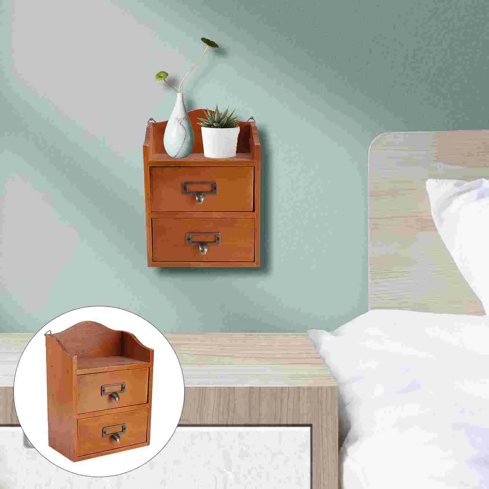 

Ящик для хранения настольного стола, деревянный органайзер для косметики, деревянный декоративный контейнер-органайзер, настенная деревенская полка настольного типа