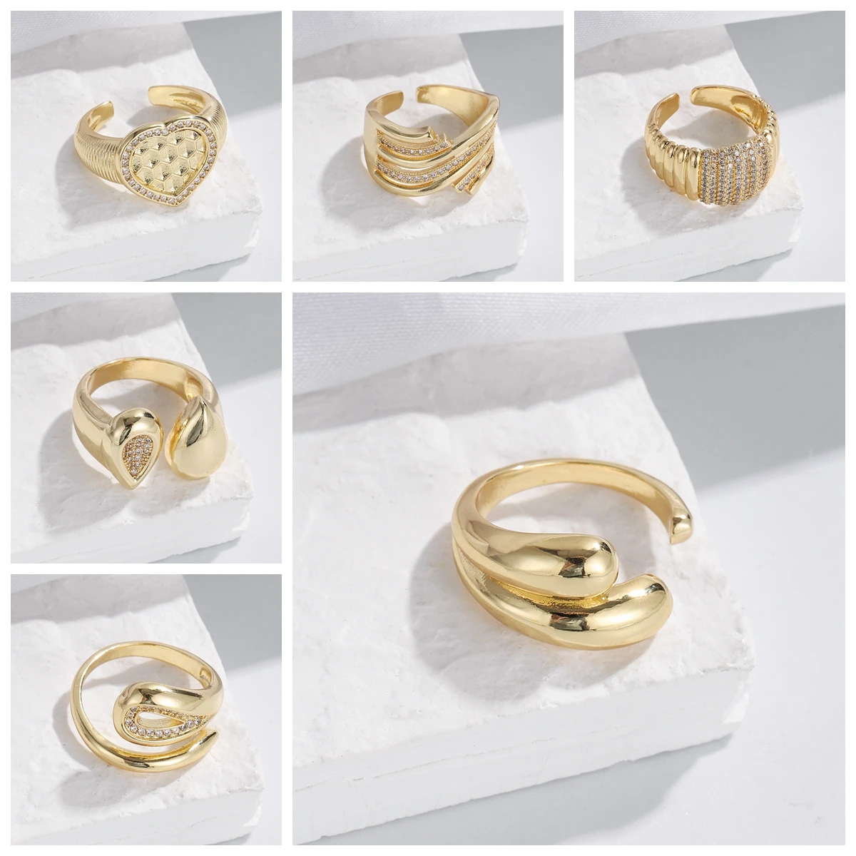 Изысканное женское кольцо в форме сердца с покрытием из 18-каратного золота