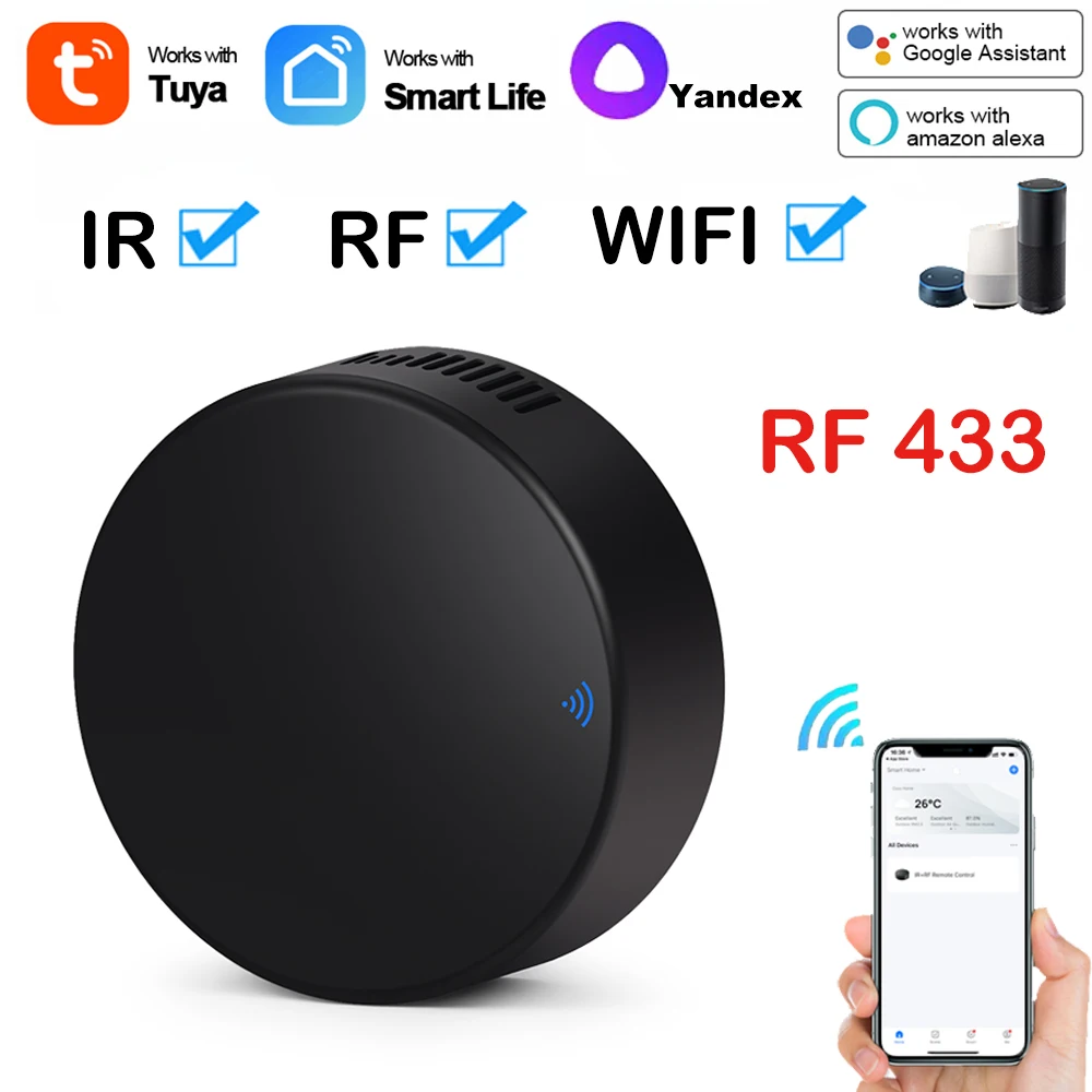 Умный пульт ДУ Wi-Fi Tuya RF433 инфракрасный дистанционного управления для