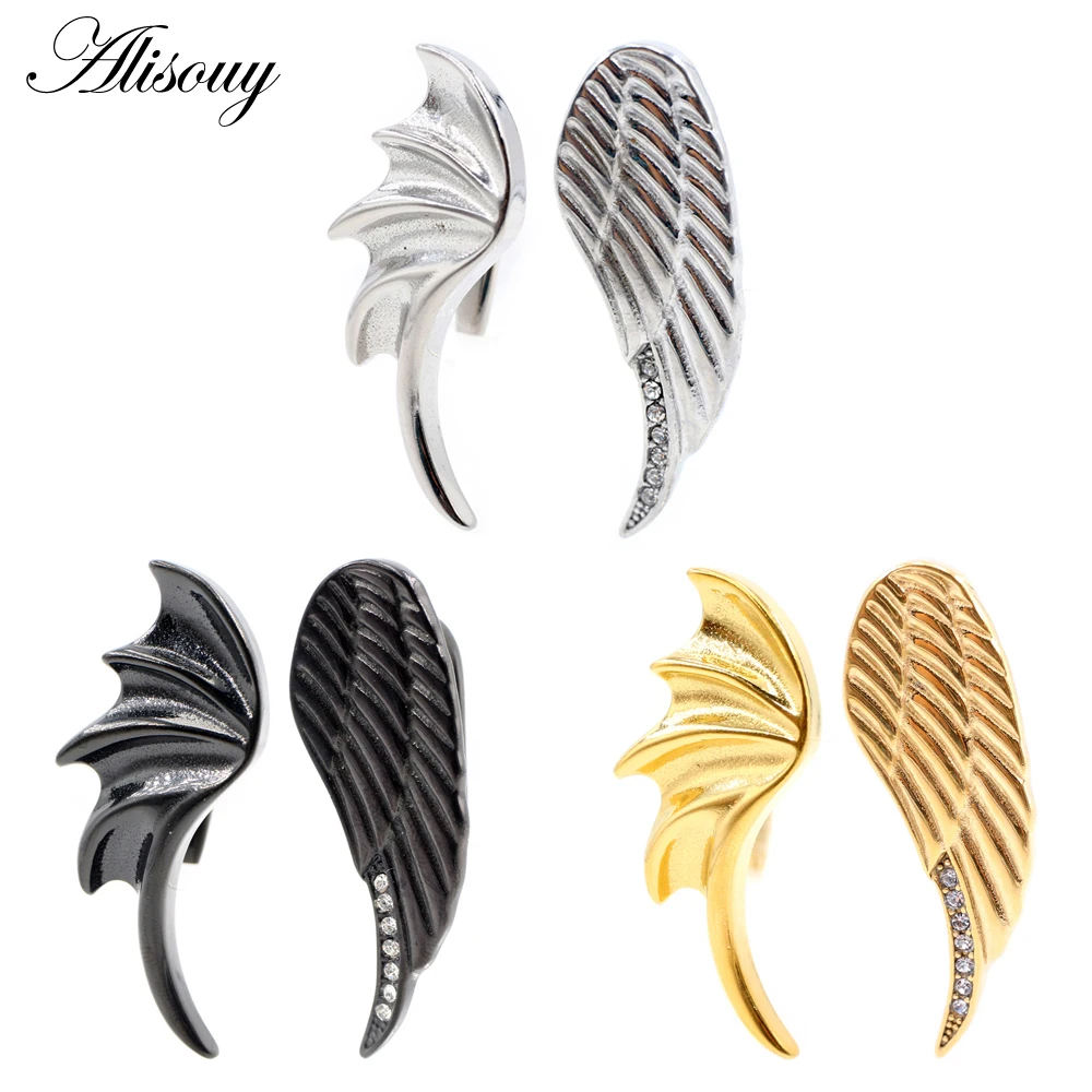 

Alisouy Pair Stainless Steel Bat Wing Zircon Ear Weight Heavy Hanger Expander Stretcher Plug Gauge Earring Body Piercing Jewelry