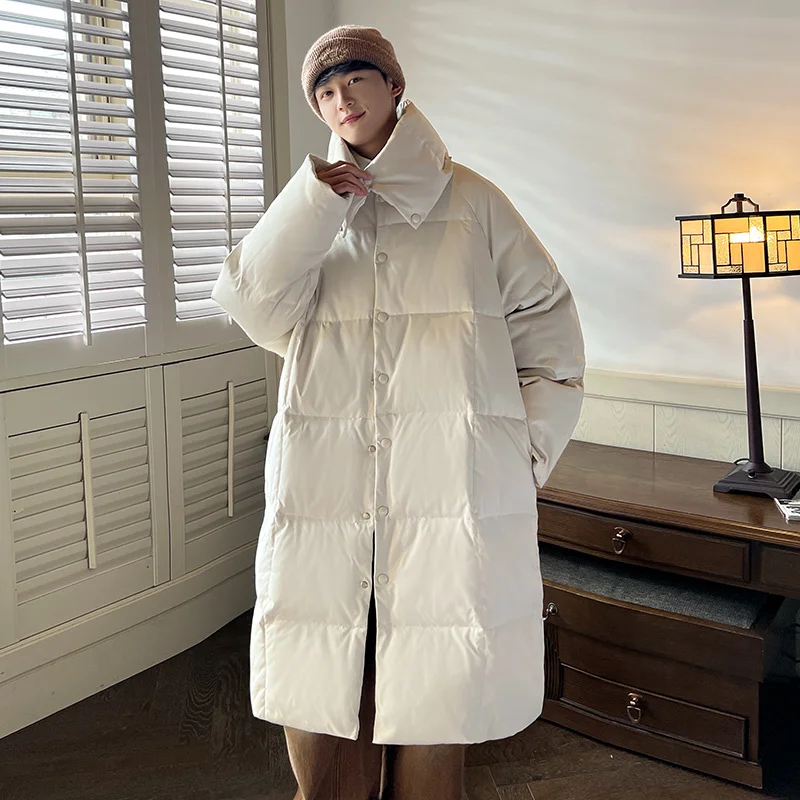 Winter Jacket Men Warm Fashion Oversized Thickened Long Coat Men Korean Loose Black Beige Thick Jacket Mens Parker Clothes M-2XL